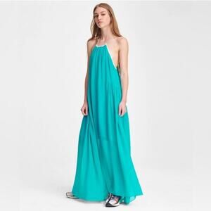 Rag & Bone Melody Turquoise Teal Silk Maxi Dress XS